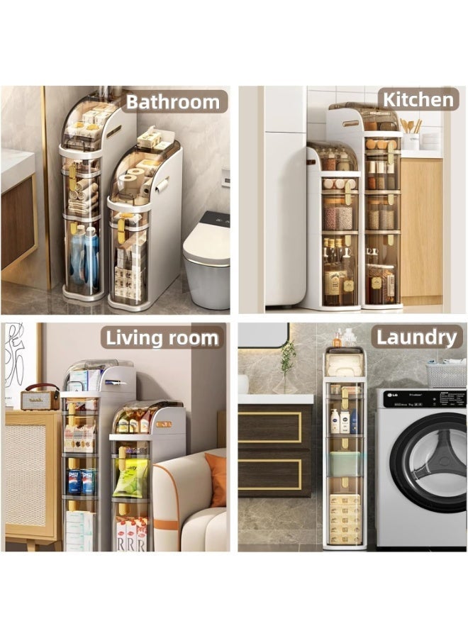 ناما خزينة حمام رفيعة 3 طبقات توربو للتخزين، ضيقة، بلاستيك مقاوم للمياه، أرضية بتنظيم الأدراج، علبة مناديل وعجلات للمطبخ الصغير، الغسيل، غرفة المعيشة، الحمام - Image 3